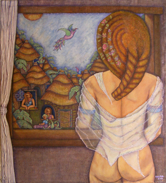 Madalena Lobaotello  'For There Of The Window The Dream', created in 2007, Original Mixed Media.