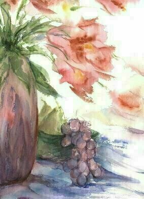 Artist: Mary Jean Mailloux - Title: still life with grapes - Medium: Watercolor - Year: 2005