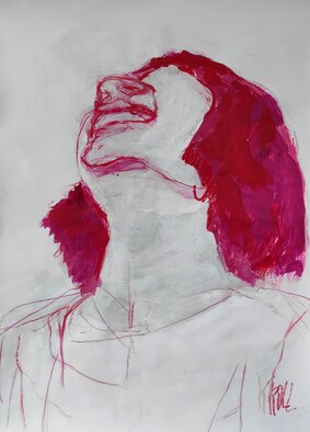Barbara Kroll: 'girl with red hair', 2023 Pencil Drawing, Portrait. In my pictures I try to combine the visual and the conceptual. For me, drawing is a medium of knowledge which, beyond direct expression, makes visible material and immaterial forces, plastic processes in the widest sense. So I see the drawing as an  extension of a thought , because it directly ...