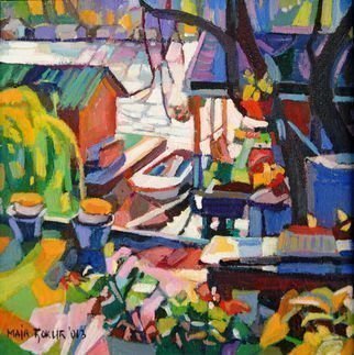 Artist: Maja Djokic Mihajlovic - Title: cottages on the river island - Medium: Oil Painting - Year: 2013