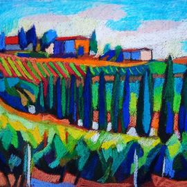 Maja Djokic Mihajlovic: 'landscapes of tuscany', 2018 Pastel, Landscape. Artist Description: Original pastel drawing. Dimension is 34. 8 x 24. 8 x 0. 1 cm .Landscape, sea, sky, Toscany , Nature, color, trees, field, ...