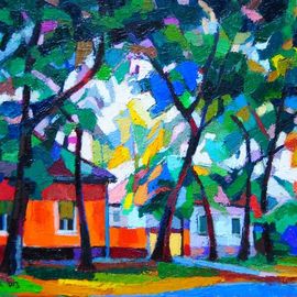 Maja Djokic Mihajlovic: 'little summer house', 2013 Oil Painting, nature. Artist Description: nature, village, house, home, red, summer, oil, canvas, ...