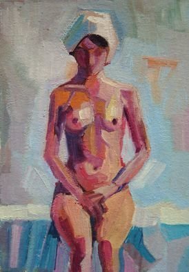 Maja Djokic Mihajlovic: 'nude1', 2018 Oil Painting, nudes. Oil painting on CanvasOne of a kind artworkSize: 11. 4 x 16. 3 x 0. 2 cm  unframed    11. 4 x 16. 4 cm  actual image size Signed on the frontStyle: Expressive and gesturalSubject: Nudes and erotic...