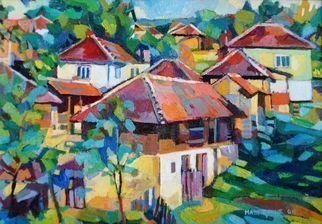 Maja Djokic Mihajlovic: 'rural landscape', 2011 Oil Painting, Rural. dimension is 35 x 35 x 0. 3 . rural, nature, countryside, summer...