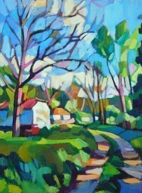 Maja Djokic Mihajlovic: 'village landscape', 2018 Oil Painting, Landscape. Village , landscape, architecture, oil, canvas, nature, ...