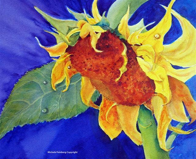 Artist Michele Feinberg. 'Sunflower Joy' Artwork Image, Created in 2007, Original Watercolor. #art #artist