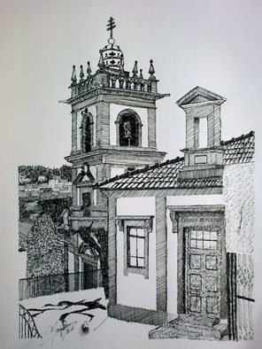 Manuel Silva: 'amarante junta freguesia', 2021 Ink Drawing, World Culture. Old Public School...