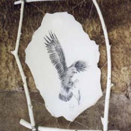 Thomas Konrath: 'Golden Eagle', 2002 Pen Drawing, Wildlife. Artist Description: golden eagle, about to land...