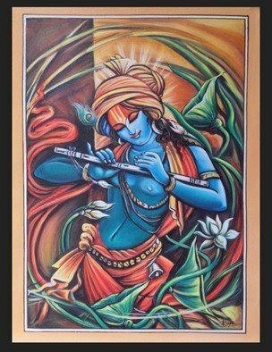 Manish Vaishnav: 'krishnaradha painting', 2021 Acrylic Painting, Religious.   THIS IS BEAUTIFUL LORD KRISHNA PAINTING MADE ON CANVAS   SIZE: HIGHT: 28 inches   WIDTH: 19 inches  Beautifully hand painted on canvas with acrylic colorsKrishna painting on canvas with acrylic colors. beautifully hand painted modern art painting for wall decoration. . . This is my original concept and creation. handcrafted acrylic painting...