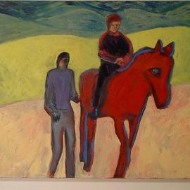 Marc Awodey: 'child on a horse', 2005 Oil Painting, Equine. 
