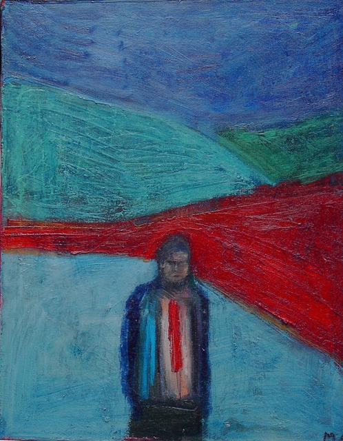 Artist Marc Awodey. 'Man In Red Tie' Artwork Image, Created in 2005, Original Painting Oil. #art #artist