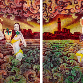 Setyo Mardiyantoro: 'offers in Venice', 2016 Acrylic Painting, Inspirational. Artist Description:  two paintings 60x500               ...