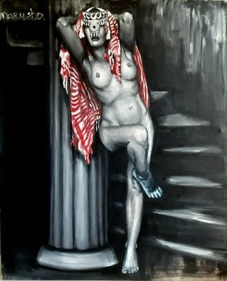 Maria Bessonov: 'cleos enigma', 2019 Oil Painting, Mythology. Where is the line between life and death, taboo and provocation  Cleopatra s riddle has not been solved by anyone until now ...