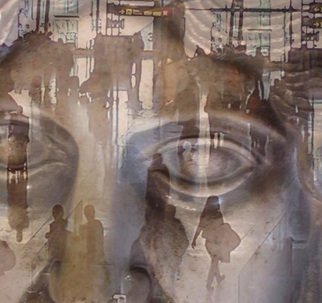 Maria Eugenia Akel: 'Passengers Two', 2012 Mixed Media, Surrealism.             It is a mix Photo- painting, using my own self taken photos and my paintings, all worked in digital , and then over canvac.            ...