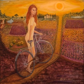 Marina Voronkova: 'under the sun of toscana', 2017 Oil Painting, Bicycle. Artist Description: Under the sun of Toscana...