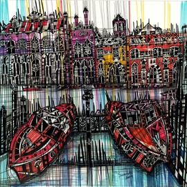 Maria Susarenko: 'amsterdam', 2017 Other, Architecture. Artist Description: This artwork was inspired by amazing Amsterdam  art artist amsterdam architecture illustration abstract ink drawing modern...