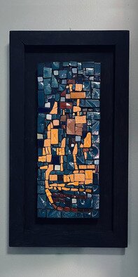 Marihan Alnagar: 'storm', 2016 Mosaic, Abstract. a masterpiece work can not be created again.  Storm is one such artwork that depicts the seaaEURtms ability to make any vessel, large or small, feel the power of its might from time to time and the Coincidence of mosaic colors on wood. ...