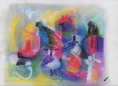 Mario Ortiz Martinez: 'awakenings', 2019 Pastel, Abstract Figurative. A SERIES OF PASTELS.  TRYING TO DEPICT ALL OF MY UNIVERSE OF VISION, EMOTIONS, IMAGES RECORDED, SUDDEN INSPIRATION, ALL MY POWER OF INTENTION TO COMMUNICATE WITH THE PEOPLE.  ALMOST ALL OF THEM MARKED WITH THE MINIMUM PRICE PERMITTED BY THE SITE.  FREE SHIPPING VIA USPS. ...