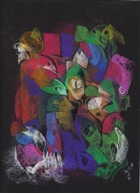 Mario Ortiz Martinez: 'festiva', 2019 Pastel, Abstract Figurative. ALL KIND OF ELEMENTS DECORATING THIS SUGGESTIVE PAGE OF ART. COLORFUL PASTEL ON STRATHMORE ARTAGAIN COAL BLACK PAPER. THE FEAST OF IMAGINATION, PURE PLEASURE TO MANIPULATE THIS EXPRESSIVE MEDIA.  A RICH COLLECTION SUITABLE TO DECORATE THAT SPECIAL SPACE OF YOUR ROOM. ...