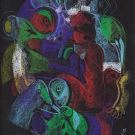 Mario Ortiz Martinez: 'intermezzo with birds', 2019 Pastel, Abstract Figurative. Artist Description: ALL KIND OF ELEMENTS DECORATING THIS SUGGESTIVE PAGE OF ART. COLORFUL PASTEL ON STRATHMORE ARTAGAIN COAL BLACK PAPER. THE FEAST OF IMAGINATION, PURE PLEASURE TO MANIPULATE THIS EXPRESSIVE MEDIA.  A RICH COLLECTION SUITABLE TO DECORATE THAT SPECIAL SPACE OF YOUR ROOM. ...