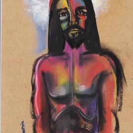 Mario Ortiz Martinez: 'jesus a study', 2019 Pastel, Abstract Figurative. Artist Description: OFFERING A DELICATE VERSION OF THE DIVINE FACE. ...