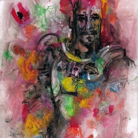 Mario Ortiz Martinez: 'warrior', 2020 Oil Painting, Abstract Figurative. Artist Description: The fact that a type of face appears involuntarily and constantly in our paintings indicates that the vibration of a being from another era graciously wants to send a greeting. Why not grant it ...