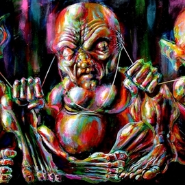 Mark Masters: 'see no evil hear no evil', 2010 Acrylic Painting, Expressionism. Artist Description: see no evil hear no evil speak no evil,abstract, acrylic, on panel, colorful, luminescence, traditional, painting, modern, composition, original, ...