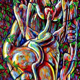 Mark Masters: 'the forbidden fruit', 2007 Acrylic Painting, Expressionism. Artist Description: expressionism, acrylic, on panel, colorful, luminescence, traditional, painting, modern, composition, original, ...
