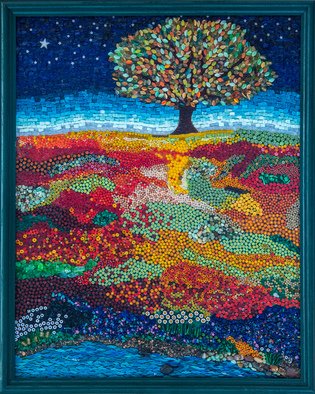 Marlies Wandres: 'Dreaming Tree', 2014 Mosaic, undecided.  Tree, Dreaming, Millefiori, smalti ...