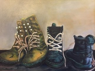 Michael Arnold: 'old boots', 2018 Acrylic Painting, Country.  Old Boots  is an original, signed acrylic painting on canvas by Citrus County Florida Artist Michael Arnold.I set out to paint from start to finish a work that copied how the old masters used to paint. They would first paint the entire painting in grisaille  black and white  and...