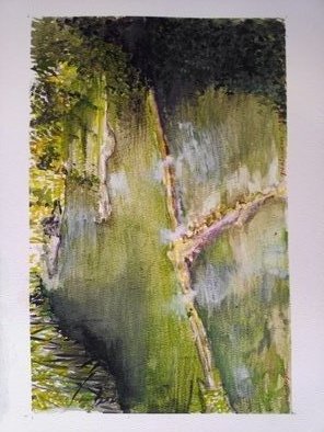 Mario Tello: 'qualicum river', 2020 Watercolor, Trees. Qualicum river spot. ...