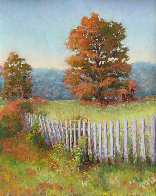 Artist Marsha Savage. 'Autumn Pickets' Artwork Image, Created in 2007, Original Painting Oil. #art #artist