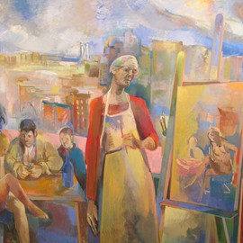 Martha Hayden: 'Self Portrait', 2011 Oil Painting, People. Artist Description:       Landscape, Wisconsin artist, woman painter, color, composition, figures, history of art, card players, Cezanne, figurative,     ...
