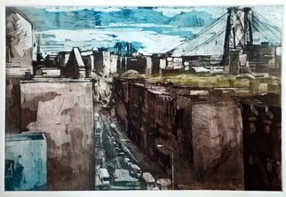 Martha Hayden: 'voew east', 2012 Etching, Architecture. Lower East Side, New York City, color etching and acquatint, edition 50...