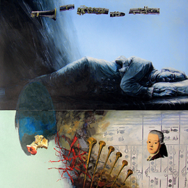 Martinho Dias: 'Lo Strumento della Creazione, Written Painting by Gianluigi Trovesi', 2005 Acrylic Painting, Figurative. Artist Description:  dyptich ...