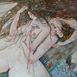 Marina Rozuvanova: 'lily', 2019 Oil Painting, Love. Artist Description: Work- oil painting, canvas on a stretcher, 50x60 cm, unframed...
