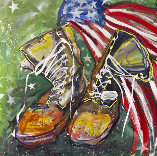 Mg Stout  'What These Boots Have Seen', created in 2013, Original Painting Acrylic.