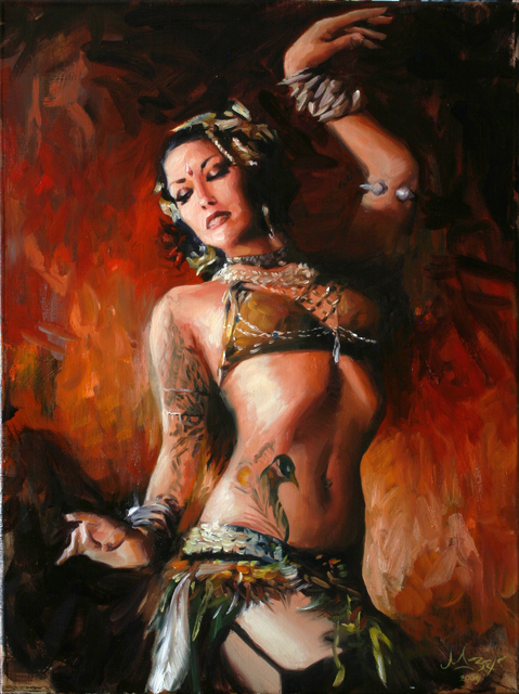 Matt Abraxas  'Fire Dance', created in 2009, Original Painting Oil.