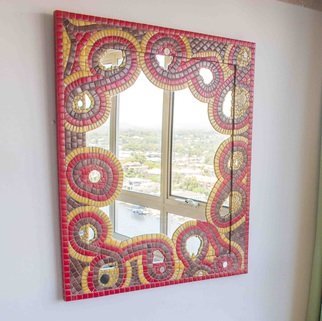 Mauricio  Aybar: 'Red Mirror', 2015 Mosaic, Abstract.  Artwork in mosaic technique aEURoeRed MirroraEUR, unique and unrepeatable piece made whit glass tiles cut one to one with my own hands shaping this creation. ...