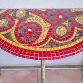 Mauricio  Aybar: 'Red Table', 2015 Mosaic, Abstract. Artist Description:  Artwork in mosaic technique aEURoeRed TableaEUR, unique and unrepeatable piece made whit glass tiles cut one to one with my own hands shaping this creation. ...