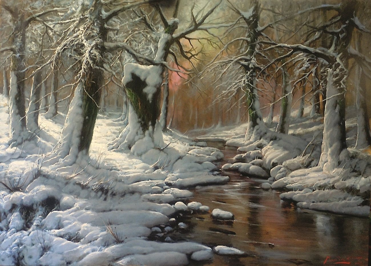Maxmilian Ciccone Artwork Winter Forest Original Painting Oil Landscape Art