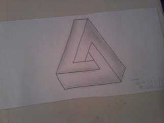 Zach Mcclendon: 'Impossible Triangle', 2016 Pencil Drawing, Geometric.  This is an impossible triangle which is a very cool 3d shape that has a weird look to it almost an illusion ...