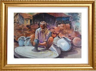 Artist: Mintu Maji - Title: potter in village - Medium: Watercolor - Year: 2018
