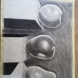Mei Ling Fontes: 'fruits of art', 2018 Charcoal Drawing, Still Life. 