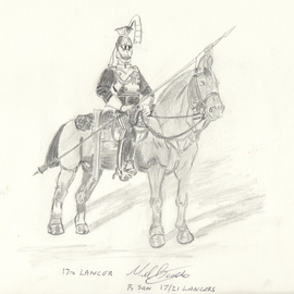 Mel Beasley: '17th lancer', 2018 Pencil Drawing, Military. Artist Description: Mounted Trooper 17th Lancers. ...