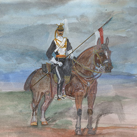 Mel Beasley: '17th lancer', 2018 Watercolor, Military. Artist Description: Mounted 17th Lancer. ...