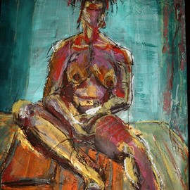Melcha C: 'African roots ', 2007 Oil Painting, Expressionism. Artist Description: mixed media, painting, nude model, female...