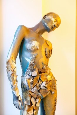 Selin Melek Aktan: 'golden girl', 2009 Mixed Media Sculpture, Figurative.   Selin Melek Aktan, woman, fashion, cloths, figurative, bronze, human, people, mixed media, night, beauty, avangard sculpture, art contemporary, day, rose, girl, golden, gold          ...