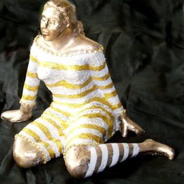 Selin Melek Aktan Artwork woman with white dress , 2010 Bronze Sculpture, Figurative