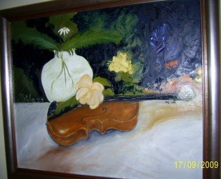 Meliha Druzic: 'Violine', 2009 Oil Painting, Music. 